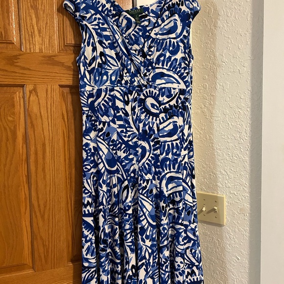 Blue and White Floral A-Line dress - Picture 2 of 3